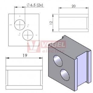 QT 2/6,5 průchodková vložka 2x pr.6,5mm, šedá (42576)