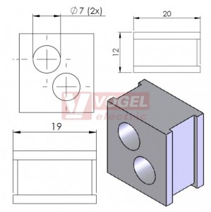 QT 2/7 průchodková vložka 2x pr.7mm,šedá (42578)