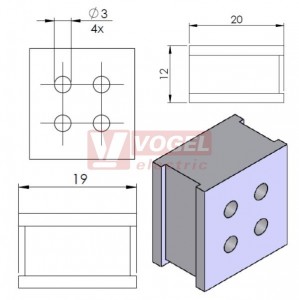 QT 4/3 průchodková vložka 4x pr.3mm, šedá (42580)