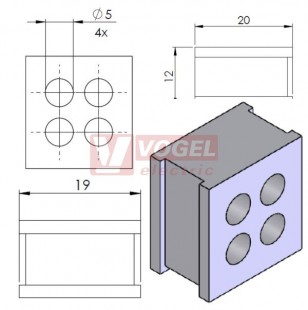 QT 4/5 průchodková vložka 4x pr.5mm, šedá (42584)