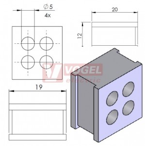 QT 4/5 průchodková vložka 4x pr.5mm, šedá (42584)