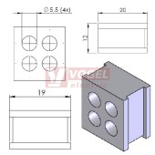 QT 4/5,5 průchodková vložka 4x pr.5,5mm, šedá (42585)