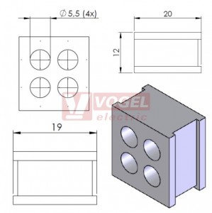 QT 4/5,5 průchodková vložka 4x pr.5,5mm, šedá (42585)