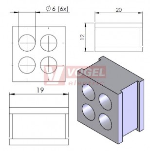 QT 4/6 průchodková vložka 4x pr.6mm, šedá (42586)
