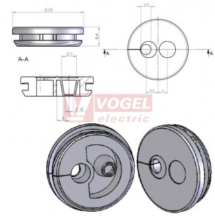 KEL-QTE 20/4 průchodková deska, průměr výřezu 20 mm, tl.plechu1,5-2,5mm, IP54 (43414)