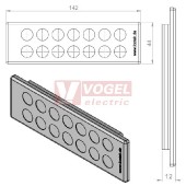 KEL-DP 24/14 A (plech tl. 1,5-2,5mm) membránová průchodka, šedá, IP64, vnější 142x44mm, výřez 112x36mm, vstup kabelů 14x max.12,1mm (43512)