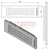 KEL-DP 24/42 B (plech tl. 2,8-4mm) membránová průchodka, šedá, IP64, vnější 142x44mm, výřez 112x36mm, vstup kabelů 12x max.7,2mm/17x max.6,4mm/12x max.5mm/1x max.4,7mm (43521)