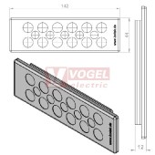 KEL-DP 24/17 B (plech tl. 2,8-4mm) membránová průchodka, šedá, IP64, vnější 142x44mm, výřez 112x36mm, vstup kabelů 5x max.10,5/12x max.12,6mm (43523)