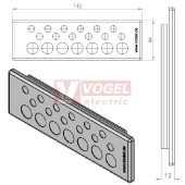 KEL-DP 24/19 B (plech tl. 2,8-4mm) membránová průchodka, šedá, IP64, vnější 142x44mm, výřez 112x36mm, vstup kabelů 12 x max.6,5mm/7x max.12,1mm  (43524)