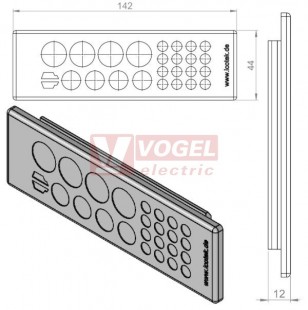 KEL-DP 24/26 B (plech tl. 2,8-4mm) membránová průchodka, šedá, IP64, vnější 142x44mm, výřez 112x36mm, vstup kabelů 16x max.6,5mm/4x max.12,1mm/4x max.16,1mm/2x ASI kabelu (43525)