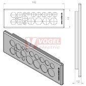 KEL-DP 24/18 B (plech tl. 2,8-4mm) membránová průchodka, šedá, IP64, vnější 142x44mm, výřez 112x36mm, vstup kabelů 4x max.6,5mm/5x max.10,5mm/5x max.12,6mm/4x max.16,1mm (43528)