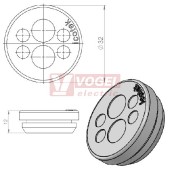 KEL-DP 25/6 A (plech tl. 1,5-2,5mm) kulatá membránová průchodka, šedá, IP65, vnější pr. 32mm, výřez pr.25mm, vstup kabelů 4x max.5,2mm/2x max.9,4mm (43531)