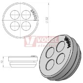 KEL-DP 25/4 A (plech tl. 1,5-2,5mm) kulatá membránová průchodka, šedá, IP65, vnější pr. 32mm, výřez pr.25mm, vstup kabelů 4x max.8mm (43533)