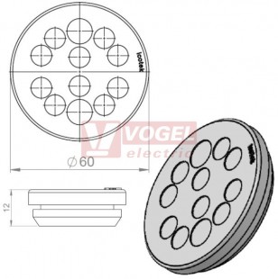 KEL-DP 50/12 A (plech tl. 1,5-2,5mm) kulatá membránová průchodka, šedá, IP65, vnější pr. 60mm, výřez pr.50mm, vstup kabelů 10x max.9,2mm/2x max.11,2mm (43551)