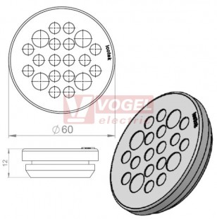 KEL-DP 50/20 A (plech tl. 1,5-2,5mm) kulatá membránová průchodka, šedá, IP65, vnější pr. 60mm, výřez pr.50mm, vstup kabelů 16x max.6,3mm/4x max.9,3mm (43552)