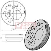 KEL-DP 50/11 A (plech tl. 1,5-2,5mm) kulatá membránová průchodka, šedá, IP65, vnější pr. 60mm, výřez pr.50mm, vstup kabelů 7x max.7,2mm/3x max.11,2mm/1x max.22,5mm (43555)