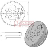 KEL-DP 32/10 B (plech tl. 2,8-4mm) kulatá membránová průchodka, šedá, IP65, vnější pr. 38mm, výřez pr.32mm, vstup kabelů 6x max.5,2mm/2x max.6,4mm/2x max.9,4mm  (43560)