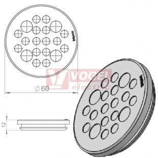 KEL-DP 50/20 B (plech tl. 2,8-4mm) kulatá membránová průchodka, šedá, IP65, vnější pr. 60mm, výřez pr.50mm, vstup kabelů 16x max.6,3mm/4x max.9,3mm (43566)