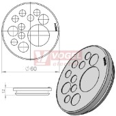 KEL-DP 50/11 B (plech tl. 2,8-4mm) kulatá membránová průchodka, šedá, IP65, vnější pr. 60mm, výřez pr.50mm, vstup kabelů 7x max.7,2mm/3x max.11,2mm/1x max.22,5mm  (43569)