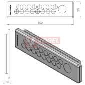 KEL-DP-E 86/17 (plech tl. 1,5-2,5mm) membránová průchodka, šedá, IP64, vnější 102x25mm, výřez 85x18mm, vstup kabelů 16x max.6,5mm/1x max.12,1mm (43583)