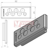 KEL-DP-E 46/7 (plech tl. 1,5-2,5mm) membránová průchodka, šedá, IP64, vnější 62x25mm, výřez 46x18mm, vstup kabelů 5x max.8,3mm/2x max.6,5mm (43585)