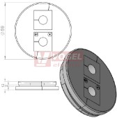 KEL-QTA 50 A průchodková deska do výřezu pr.50mm, 1x3-15mm, tl.plechu 1,5-2,5mm (43622)