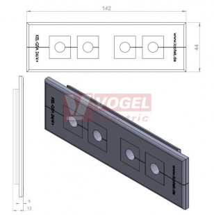 KEL-QTA 24/4 B průchodková deska do výřezu 112x36mm,  tl.plechu 2,8-4mm (43645) VLOŽKY NEJSOU SOUČÁSTÍ BALENÍ