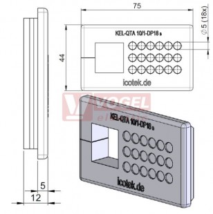 KEL-QTA 10/1 - DP18 B průchodková deska do výřezu 65x36mm,  tl.plechu 1,5-2,5mm (43658)