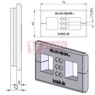 KEL-QTA 10/2 - DP6 B průchodková deska do výřezu 65x36mm,  tl.plechu 2,8-4mm (43659)