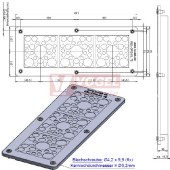 KEL-DPZ-KL 72 membránová průchodková deska, šedá, IP65, vnější 221x90x4mm, výřez 192x62mm (43675.001)