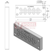 KEL-DPZ 24/15 membránová průchodka, šedá, IP66, vnější 147x58x14mm, výřez 112x36mm, vstupy kabelů 15x7,2-12mm (43720)