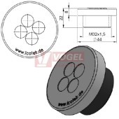 KEL-DPZ 32/4-2 kulatá membránová průchodka s maticí, šedá, IP68, vnější pr.44mm, výška 8mm, výřez závit M32x1,5 vstup kabelů 4x5-9,5mm (43733)