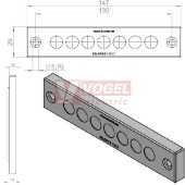 KEL-DPZ-E 112-7 membránová průchodka, šedá, IP66, vnější 147x29x14mm, výřez 112x18mm, vstupy kabelů 7x7,5-12mm (43780)