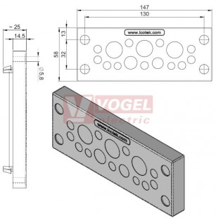 KEL-DPU 24/16-1 membránová průchodka šedá, IP68, šv147x58mm, výřez 36x112mm, vstupy kabelů  2x3,2-6,3mm, 9x4-7,5mm, 1x5,5-10,5mm, 1x8-12,5mm, 3x12-16,2mm (43932)