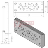 KEL-DPU 24/16 membránová průchodka šedá, IP68, šv147x58mm, výřez 36x112mm, vstupy kabelů  8x3,2-5,5mm, 6x5-8,5mm, 2x9,5-14,5mm (43936)