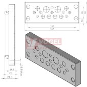 KEL-DPU 24/16 membránová průchodka šedá, IP68, šv147x58mm, výřez 36x112mm, vstupy kabelů  8x3,2-5,5mm, 6x5-8,5mm, 2x9,5-14,5mm (43936)