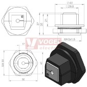KVT 40 dělená průchodka s maticí KGM-PB, černá, IP54, pro 1 malou vložku KT (45029)  - BEZ VLOŽKY, objednává se samostatně