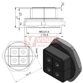 KVT 63/4 dělená průchodka s plastovou maticí, černá, IP54, pro 4 malé vložky KT (45115)  - BEZ VLOŽKY, objednává se samostatně