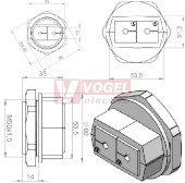 KVT 50/2 dělená průchodka s maticí KGM-SUB-D25, šedá, IP54, pro 2 malé vložky KT (45206)  - BEZ VLOŽKY, objednává se samostatně