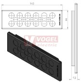 KEL-DP 24/17 A (plech tl. 1,5-2,5mm) membránová průchodka, černá, IP64, vnější 142x44mm, výřez 112x36mm, vstup kabelů 5x max.10,5/12x max.12,6mm (50514)