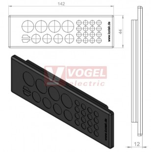 KEL-DP 24/26 A (plech tl. 1,5-2,5mm) membránová průchodka, černá, IP64, vnější 142x44mm, výřez 112x36mm, vstup kabelů 16x max.6,5mm/4x max.12,1mm/4x max.16,1mm/2x ASI kabelu (50518)