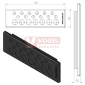 KEL-DP 24/19 B (plech tl. 2,8-4mm) membránová průchodka, černá, IP64, vnější 142x44mm, výřez 112x36mm, vstup kabelů 12 x max.6,5mm/7x max.12,1mm  (50524)