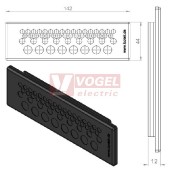 KEL-DP 24/50 B (plech tl. 2,8-4mm) membránová průchodka, černá, IP64, vnější 142x44mm, výřez 112x36mm, vstup kabelů 33x max.5,3mm/9x max.6,4mm/8x max.8,3mm  (50527)