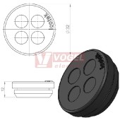 KEL-DP 25/4 A (plech tl. 1,5-2,5mm) kulatá membránová průchodka, černá, IP65, vnější pr. 32mm, výřez pr.25mm, vstup kabelů 4x max.8mm (50533)