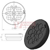 KEL-DP 50/16 A (plech tl. 1,5-2,5mm) kulatá membránová průchodka, černá, IP65, vnější pr. 60mm, výřez pr.50mm, vstup kabelů 4x max.5,3mm/5x max.6,3mm/3x max.9,5mm/4x max.11,3mm (50550)