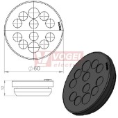 KEL-DP 50/12 A (plech tl. 1,5-2,5mm) kulatá membránová průchodka, černá, IP65, vnější pr. 60mm, výřez pr.50mm, vstup kabelů 10x max.9,2mm/2x max.11,2mm (50551)