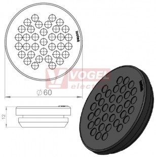 KEL-DP 50/35 A (plech tl. 1,5-2,5mm) kulatá membránová průchodka, černá, IP65, vnější pr. 60mm, výřez pr.50mm, vstup kabelů 35x max.5,2mm (50556)