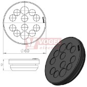 KEL-DP 50/12 B (plech tl. 2,8-4mm) kulatá membránová průchodka, černá, IP65, vnější pr. 60mm, výřez pr.50mm, vstup kabelů 10x max.9,2mm/2x max.11,2mm (50562)