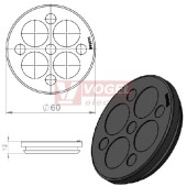 KEL-DP 50/9 B (plech tl. 2,8-4mm) kulatá membránová průchodka, černá, IP65, vnější pr. 60mm, výřez pr.50mm, vstup kabelů 5x max.7mm/4x max.18mm  (50568)