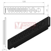 KEL-DP-E 112/21 (plech tl. 1,5-2,5mm) membránová průchodka, černá, IP64, vnější 128x25mm, výřez 112x18mm, vstup kabelů 16x max.6,5mm/4x max.8,3mm/1x max.12,1mm (50578)